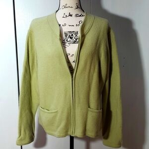 Northern Isles- Womens Light Green full zip front pockets Wool sweater Sz.XL